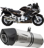 Escape Doble Con Homologación Acústica Lv One Evo Acero Fondo Carbono - Leovince Compatible Con Yamaha Fjr 1300 A - As (2001-2015)