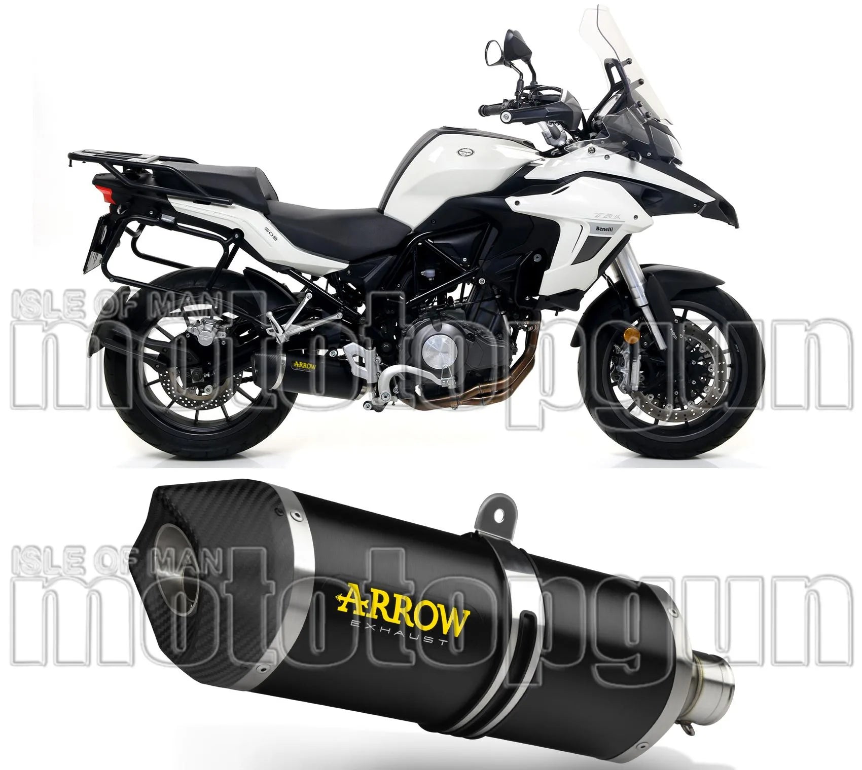 Tubo De Escape Con Homologación Acústica Race-Tech Aluminio Negro Carbono - Arrow Special Parts Compatible Con Benelli Trk 502 (2017-2020)