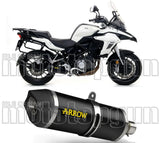 Tubo De Escape Con Homologación Acústica Race-Tech Aluminio Negro Carbono - Arrow Special Parts Compatible Con Benelli Trk 502 (2017-2020)