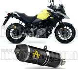 Tubo De Escape Con Homologación Acústica Race-Tech Aluminio Negro Carbono - Arrow Special Parts Compatible Con Suzuki V-Strom 650 (2017-2020)