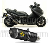 Tubo De Escape Con Homologación Acústica Race-Tech Aluminio Negro Carbono - Arrow Special Parts Compatible Con Yamaha Xp 530 T-Max Yp (2008-2011)