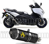 Tubo De Escape Con Homologación Acústica Race-Tech Aluminio Negro Carbono - Arrow Special Parts Compatible Con Yamaha Xp 560 T-Max (2020-2024)