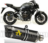 Tubo De Escape Con Homologación Acústica Thunder Carbono Carbono - Arrow Special Parts Compatible Con Yamaha Mt-07 (2014-2020)