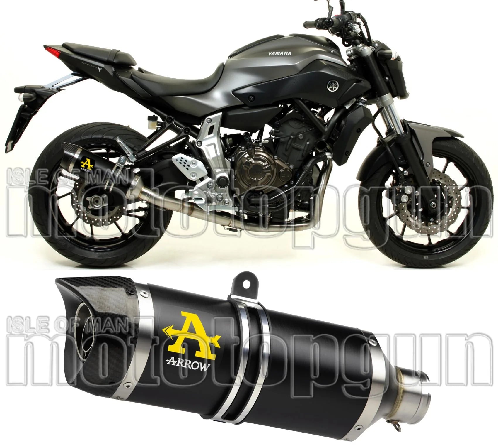 Tubo De Escape Con Homologación Acústica Thunder Aluminio Negro Carbono - Arrow Special Parts Compatible Con Yamaha Mt-07 (2014-2020)