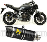Tubo De Escape Con Homologación Acústica Thunder Aluminio Negro Carbono - Arrow Special Parts Compatible Con Yamaha Tracer 7 (2021-2024)