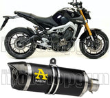 Tubo De Escape Con Homologación Acústica Thunder Aluminio Negro Carbono - Arrow Special Parts Compatible Con Yamaha Mt-09 Tracer (2015-2020)