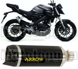 Tubo De Escape Con Homologación Acústica Thunder Aluminio Negro Carbono - Arrow Special Parts Compatible Con Yamaha Yzf-R 125 (2019-2020)