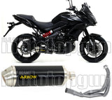 Sistema De Escape Completo Con Catalizador Y Homologación Acústica Race-Tech Aluminio Negro Acero - Arrow Special Parts Compatible Con Kawasaki Versys 650 (2017-2022)