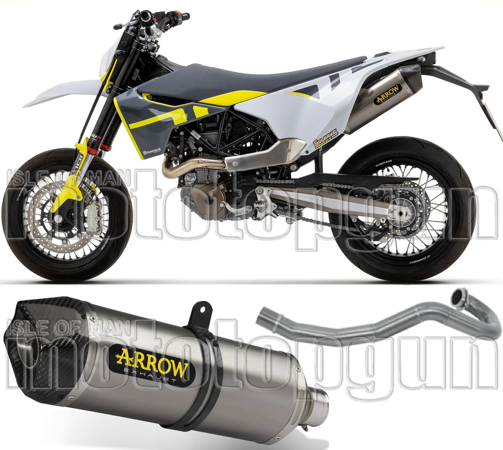 Sistema De Escape Completo Con Catalizador Y Homologación Acústica Race-Tech Titanio Carbono - Arrow Special Parts Compatible Con Husqvarna 701 Enduro (2021-2024)