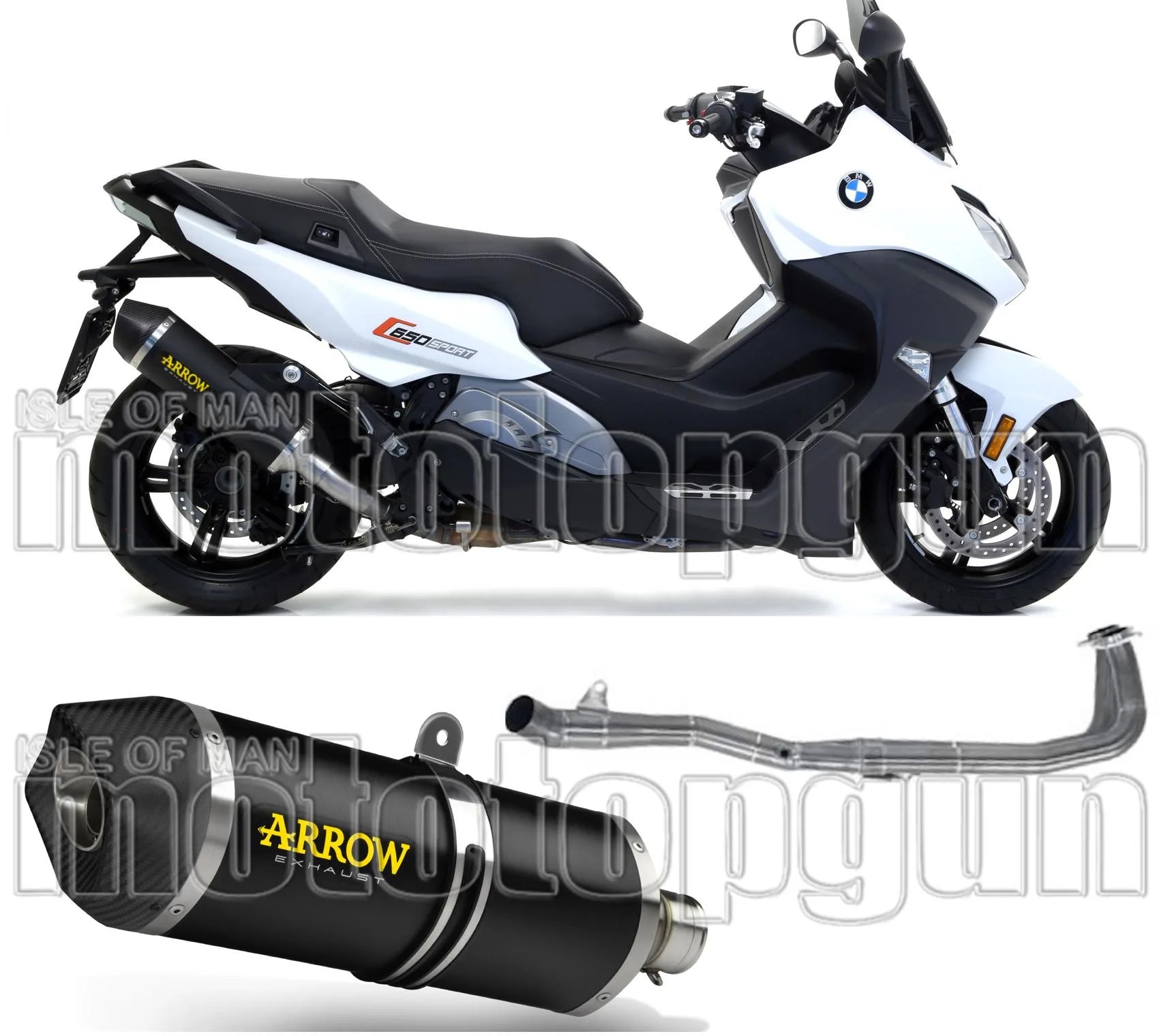 Sistema De Escape Completo Con Catalizador Y Homologación Acústica Race-Tech Aluminio Negro Carbono - Arrow Special Parts Compatible Con Bmw C 650 Sport (2016-2020)