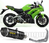 Sistema De Escape Completo Con Catalizador Y Homologación Acústica Race-Tech Aluminio Negro Carbono - Arrow Special Parts Compatible Con Kawasaki Er-6 F (2012-2016)