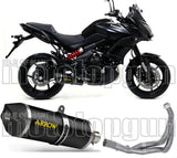 Sistema De Escape Completo Con Catalizador Y Homologación Acústica Race-Tech Aluminio Negro Carbono - Arrow Special Parts Compatible Con Kawasaki Versys 650 (2017-2022)