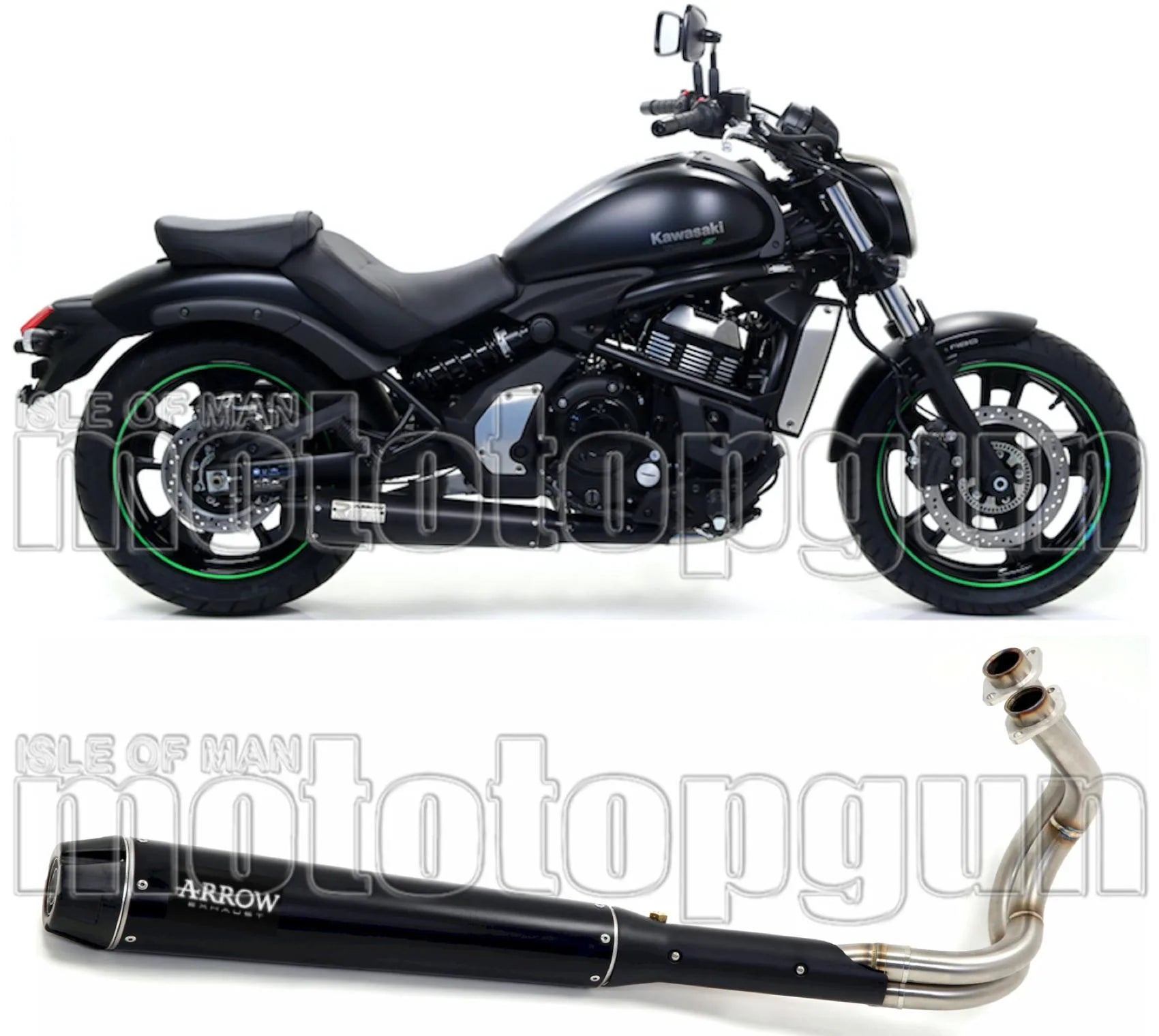 Sistema De Escape Completo Con Catalizador Y Homologación Acústica Rebel Aluminio Negro Carbono - Arrow Special Parts Compatible Con Kawasaki Vulcan 650 S Cafe (2017-2020)