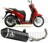 Sistema De Escape Completo Con Catalizador Y Homologación Acústica Urban Aluminio Negro Acero Negro - Arrow Special Parts Compatible Con Honda Sh 125 I Abs (2012-2016)