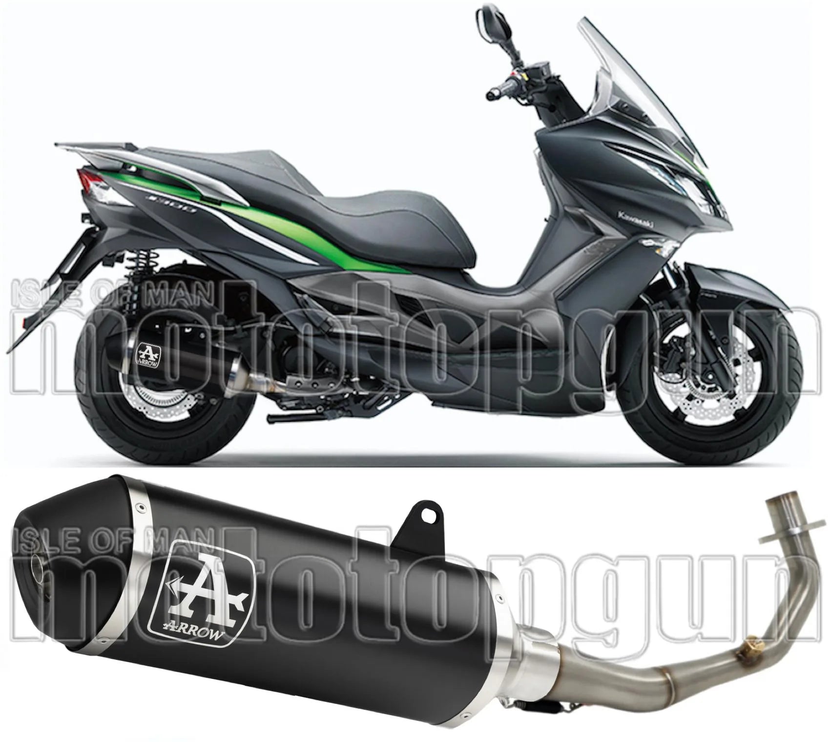 Sistema De Escape Completo Con Catalizador Y Homologación Acústica Urban Aluminio Negro Acero Negro - Arrow Special Parts Compatible Con Kymco Downtown 125 I (2009-2016)