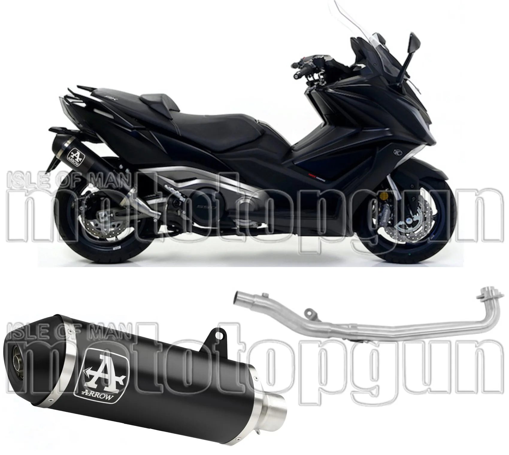 Sistema De Escape Completo Con Catalizador Y Homologación Acústica Urban Aluminio Negro Acero Negro - Arrow Special Parts Compatible Con Kymco Ak 550 (2017-2020)