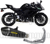 Sistema De Escape Completo Con Catalizador Y Homologación Acústica X-Kone Nichrom Negro Carbono - Arrow Special Parts Compatible Con Kawasaki Ninja 650 (2017-2020)