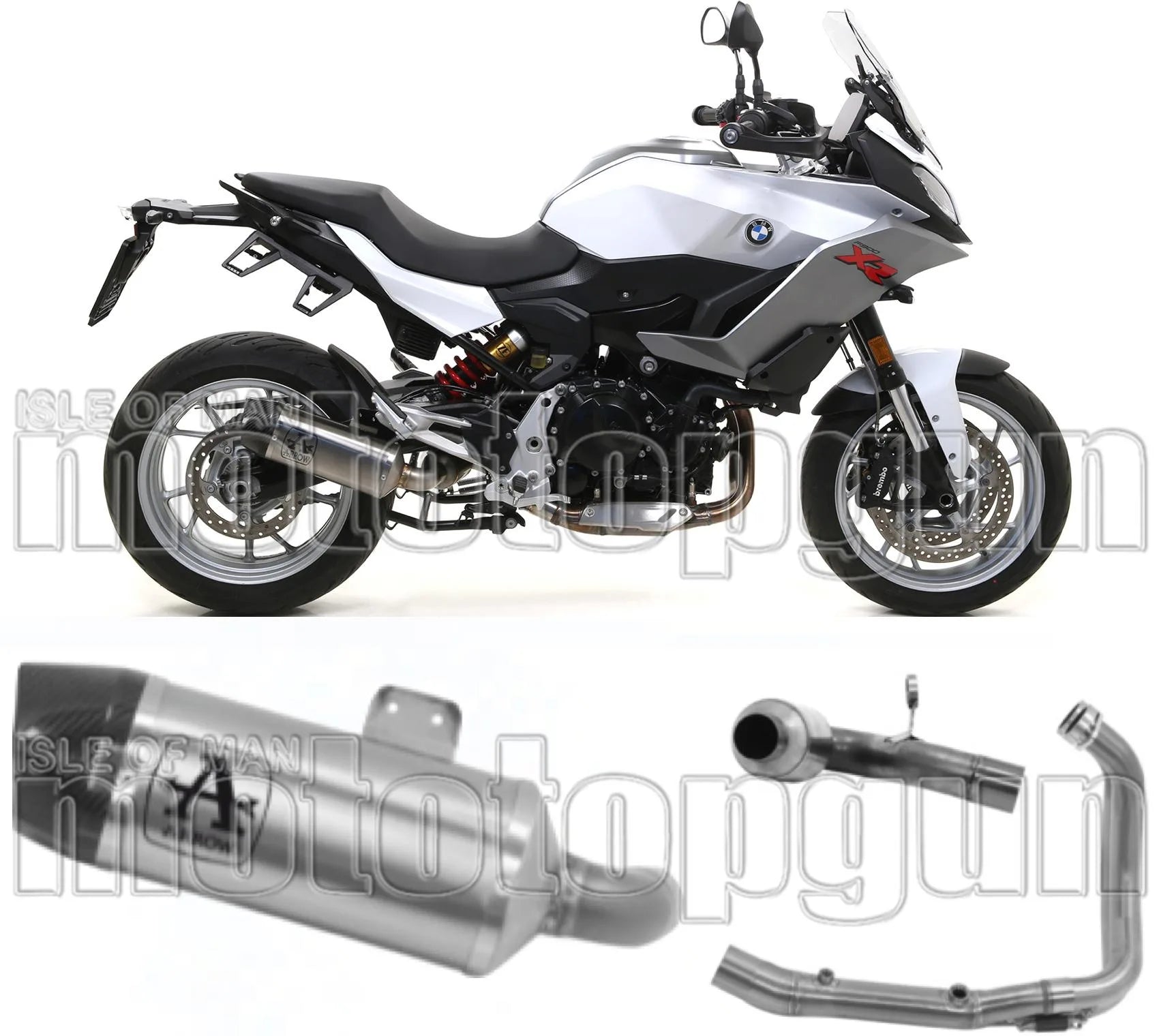 Sistema De Escape Completo Sin Catalizador Y Con Homologación Acústica Indy-Race Aluminio Carbono - Arrow Special Parts Compatible Con Bmw F 900 Xr (2020-2024)