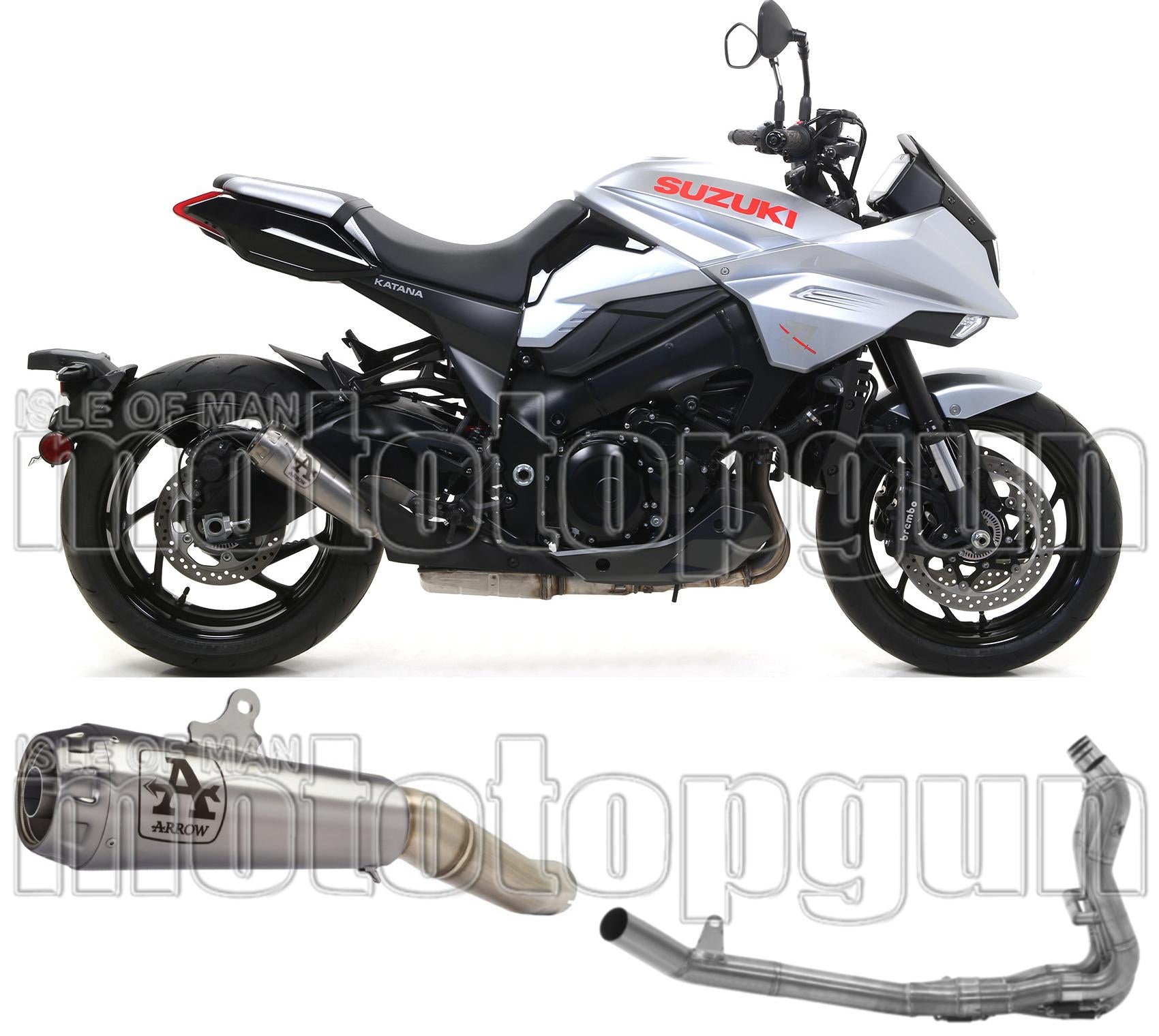 Complete Non-Catalytic Exhaust System With Sound Certification Pro-Race Nichrom Stainless Steel - Arrow Special Parts Compatible With Suzuki Katana 1000 (2019-2020)