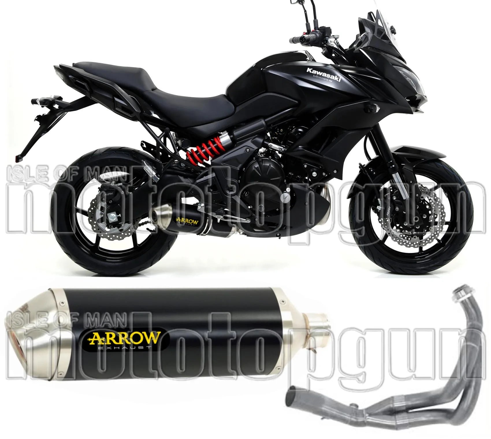Sistema De Escape Completo Sin Catalizador Y Con Homologación Acústica Race-Tech Aluminio Negro Acero - Arrow Special Parts Compatible Con Kawasaki Versys 650 (2017-2022)