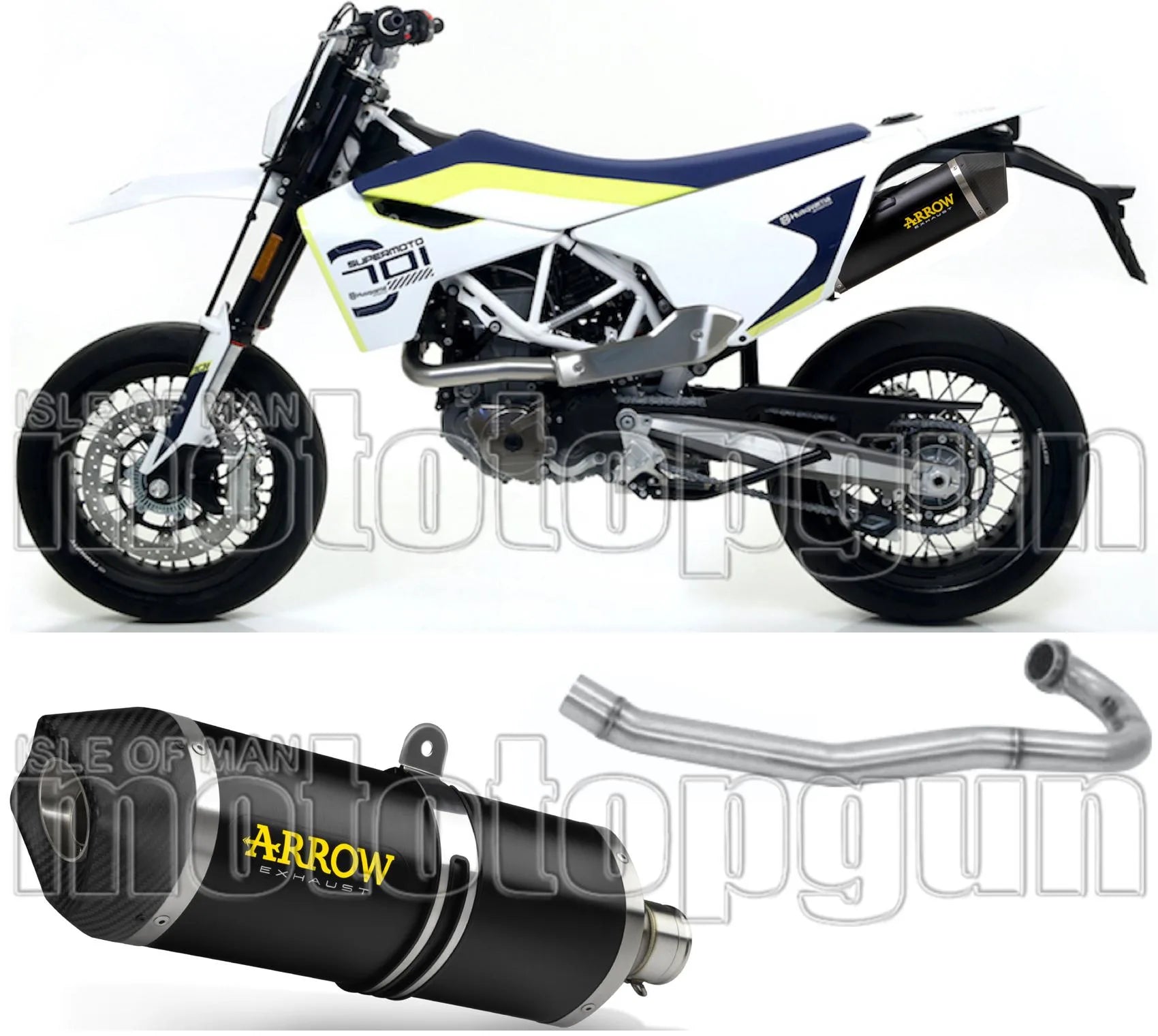 Sistema De Escape Completo Sin Catalizador Y Con Homologación Acústica Race-Tech Aluminio Negro Carbono - Arrow Special Parts Compatible Con Husqvarna 701 Enduro (2017-2020)