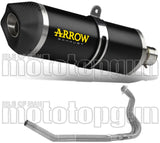 Sistema De Escape Completo Sin Catalizador Y Con Homologación Acústica Race-Tech Aluminio Negro Carbono - Arrow Special Parts Compatible Con Kawasaki Ninja 400 (2018-2021)