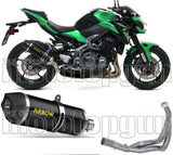 Sistema De Escape Completo Sin Catalizador Y Con Homologación Acústica Race-Tech Aluminio Negro Carbono - Arrow Special Parts Compatible Con Kawasaki Z 900 (2017-2019)