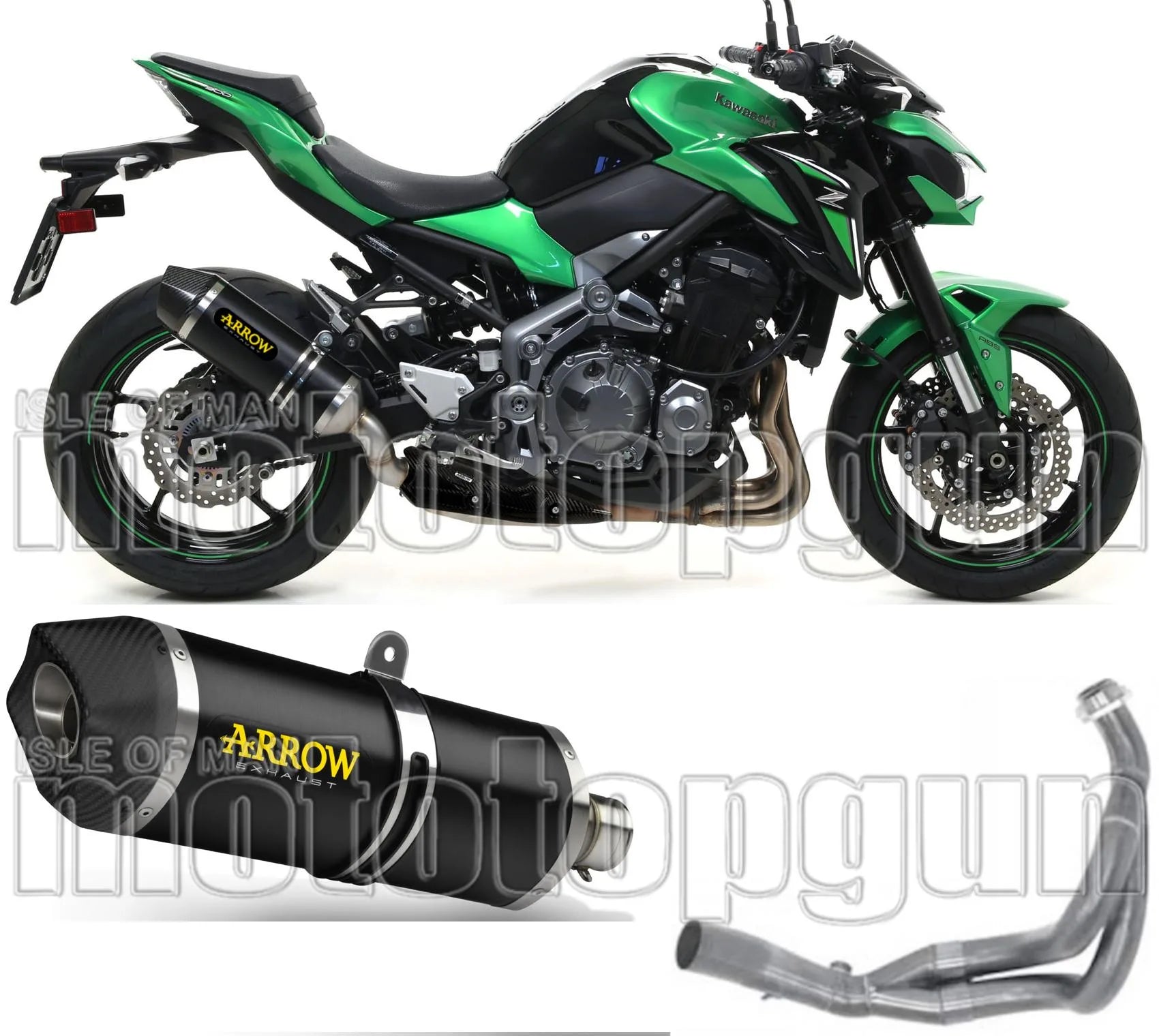 Sistema De Escape Completo Sin Catalizador Y Con Homologación Acústica Race-Tech Aluminio Negro Carbono - Arrow Special Parts Compatible Con Kawasaki Z 900 A2 (2019-2024)