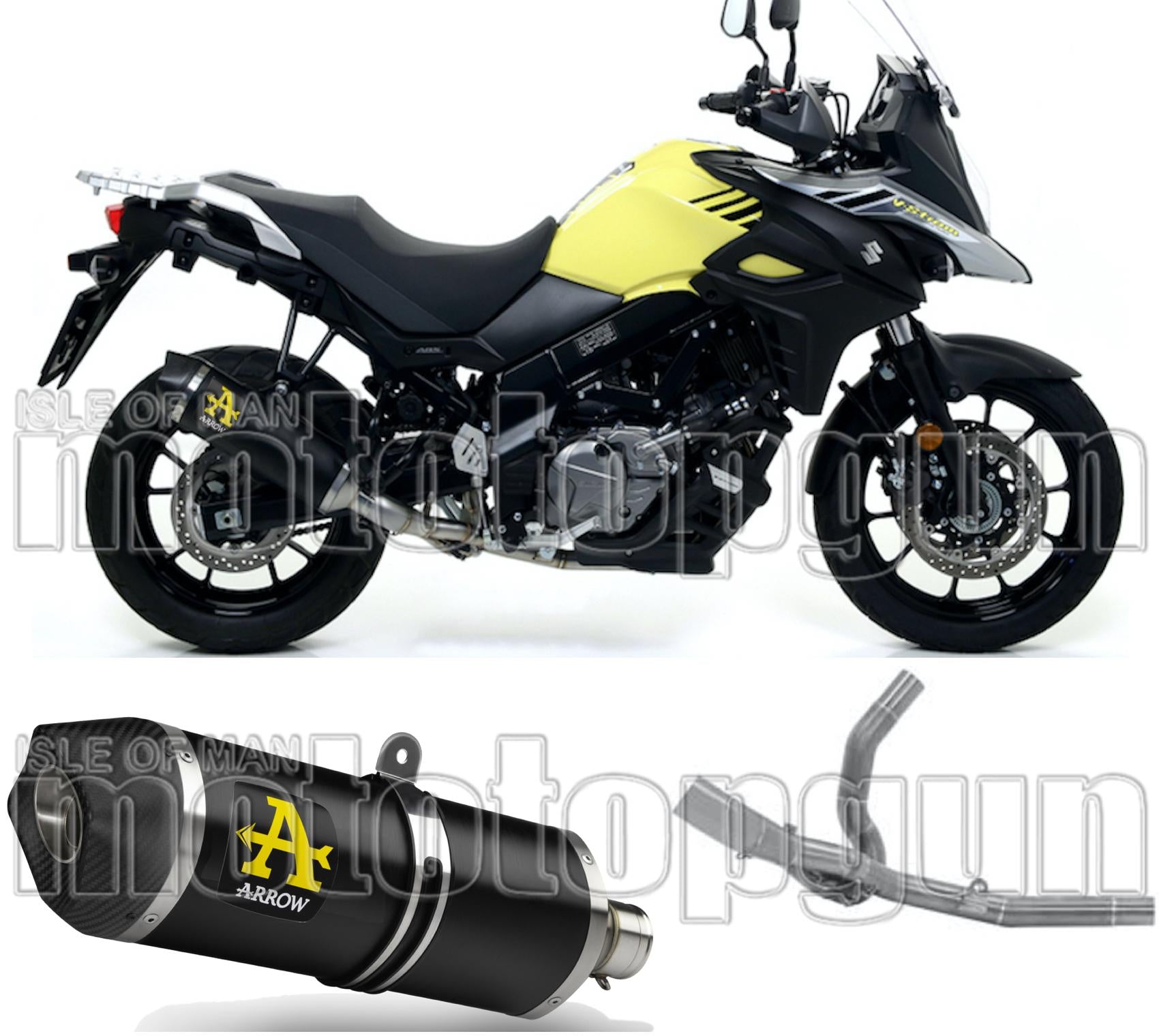 Complete Non-Catalytic Exhaust System With Sound Certification Race-Tech Black Aluminium Carbon - Arrow Special Parts Compatible With Suzuki V-Strom 650 (2017-2020)
