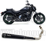 Sistema De Escape Completo Sin Catalizador Y Con Homologación Acústica Rebel Aluminio Negro Carbono - Arrow Special Parts Compatible Con Kawasaki Vulcan 650 S (2014-2016)