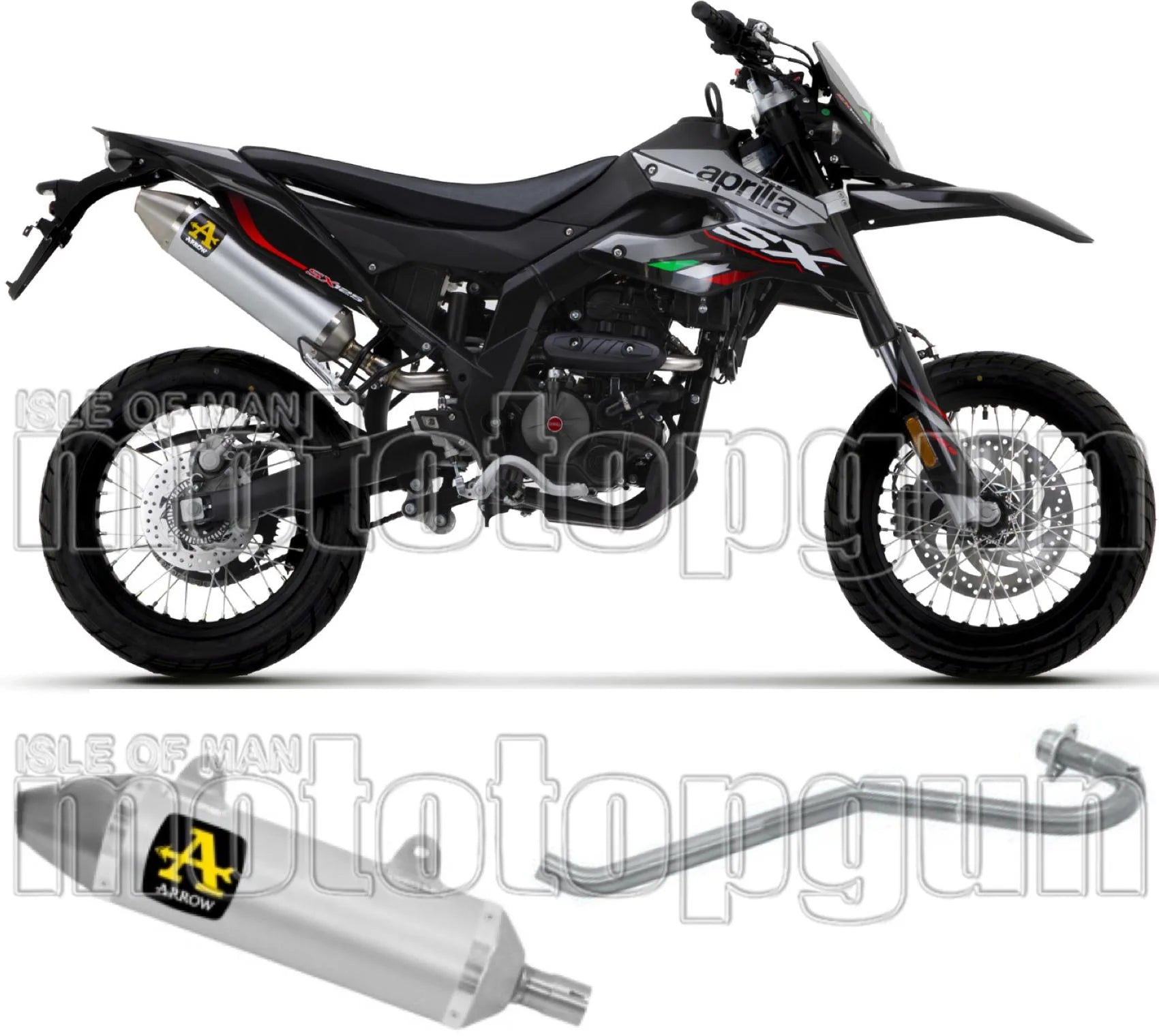 Sistema De Escape Completo Sin Catalizador Y Con Homologación Acústica Thunder Aluminio Acero - Arrow Special Parts Compatible Con Malaguti Xtm 125 4T (2019-2020)