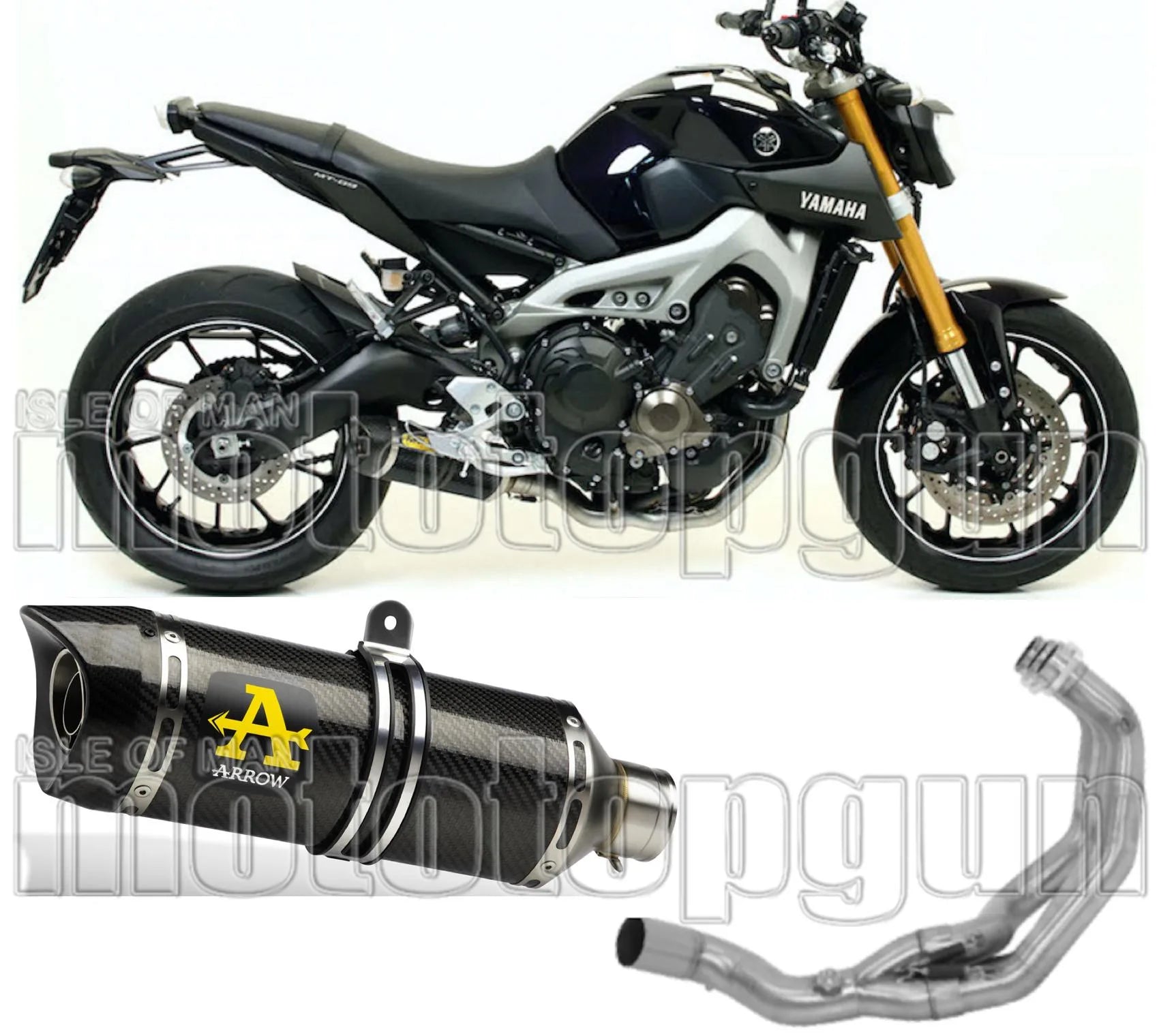 Sistema De Escape Completo Sin Catalizador Y Con Homologación Acústica Thunder Carbono Carbono - Arrow Special Parts Compatible Con Yamaha Mt-09 (2013-2020)