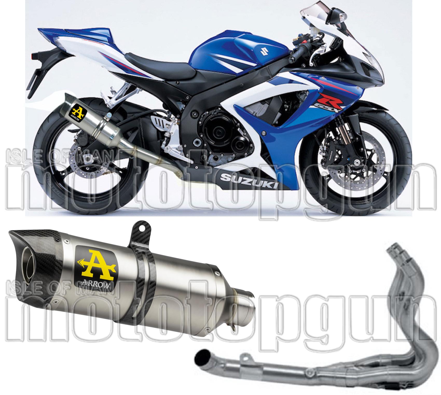 Complete Non-Catalytic Exhaust System With Sound Certification Thunder Aluminium Carbon - Arrow Special Parts Compatible With Suzuki Gsx-R 750 Ie (2008-2010)