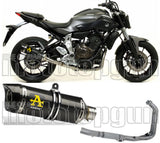 Sistema De Escape Completo Sin Catalizador Y Con Homologación Acústica Thunder Carbono Carbono - Arrow Special Parts Compatible Con Yamaha Mt-07 (2014-2020)