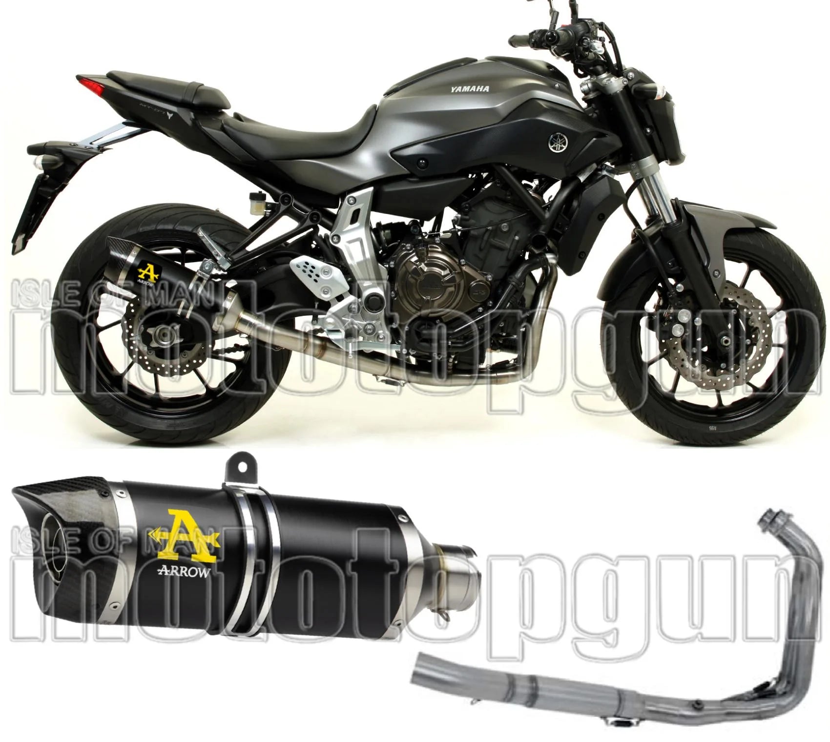 Sistema De Escape Completo Sin Catalizador Y Con Homologación Acústica Thunder Aluminio Negro Carbono - Arrow Special Parts Compatible Con Yamaha Tracer 700 (2020)