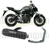 Sistema De Escape Completo Sin Catalizador Y Con Homologación Acústica Jet-Race Acero Negro Carbono - Arrow Special Parts Compatible Con Yamaha Tracer 700 (2016-2019)