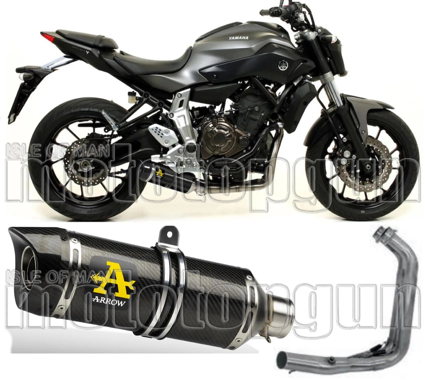 Sistema De Escape Completo Sin Catalizador Y Con Homologación Acústica Thunder Carbono Carbono - Arrow Special Parts Compatible Con Yamaha Mt-07 (2014-2020)