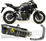 Complete Non-Catalytic Exhaust System With Sound Certification Thunder Carbon Carbon - Arrow Special Parts Compatible With Yamaha Mt-07 (2014-2020)