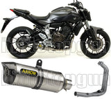 Sistema De Escape Completo Sin Catalizador Y Con Homologación Acústica Thunder Aluminio Carbono - Arrow Special Parts Compatible Con Yamaha Tracer 700 (2020)