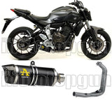 Sistema De Escape Completo Sin Catalizador Y Con Homologación Acústica Thunder Aluminio Negro Carbono - Arrow Special Parts Compatible Con Yamaha Mt-07 (2014-2020)