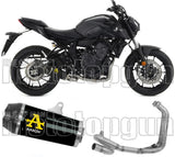 Sistema De Escape Completo Sin Catalizador Y Con Homologación Acústica Works Nichrom Negro Carbono - Arrow Special Parts Compatible Con Yamaha Mt-07 (2021-2024)