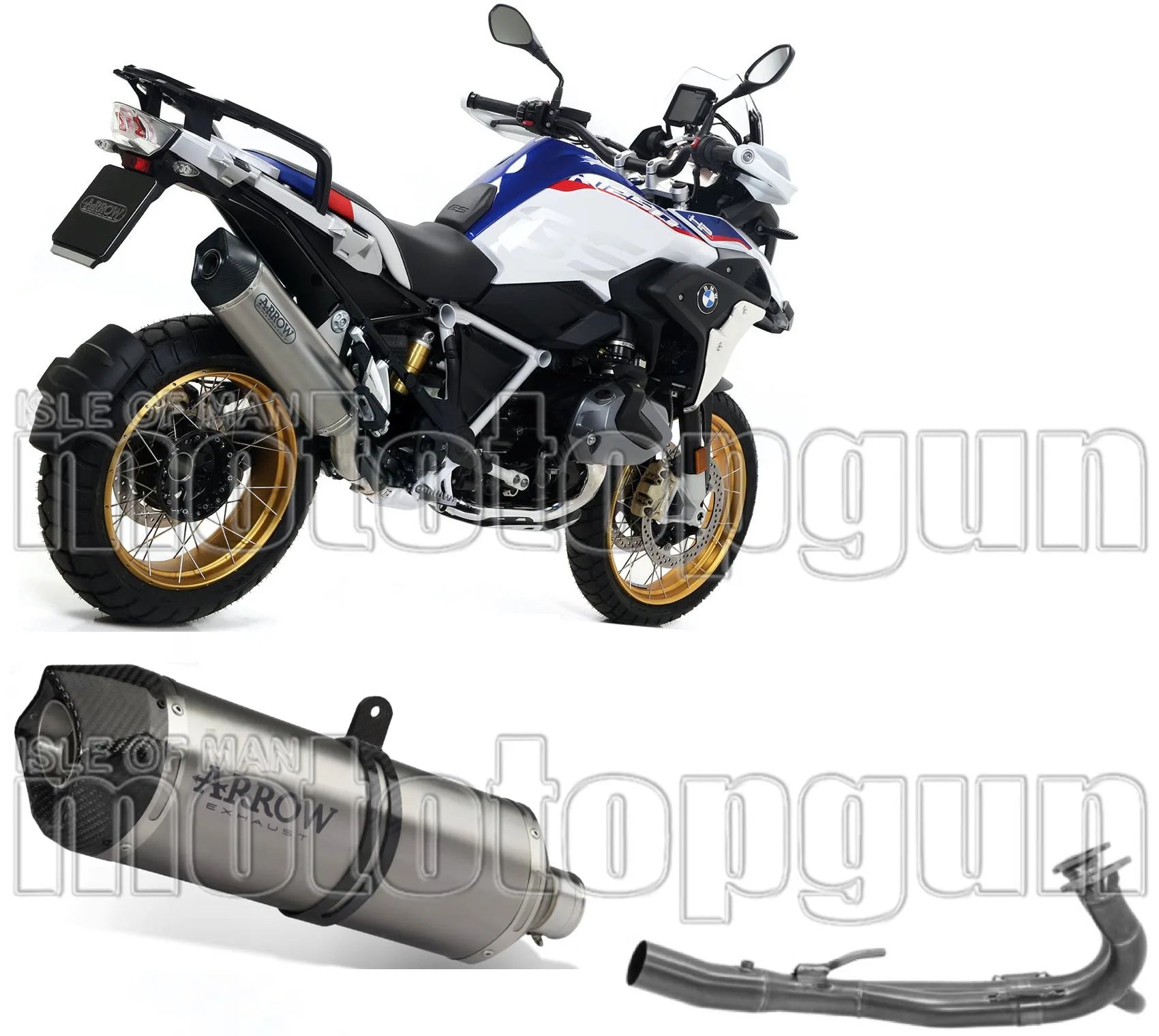 Sistema De Escape Completo Sin Catalizador Y Con Homologación Acústica Maxi Race-Tech Aluminio / Titanio Carbono - Arrow Special Parts Compatible Con Bmw R 1250 Gs Adventure (2019-2024)