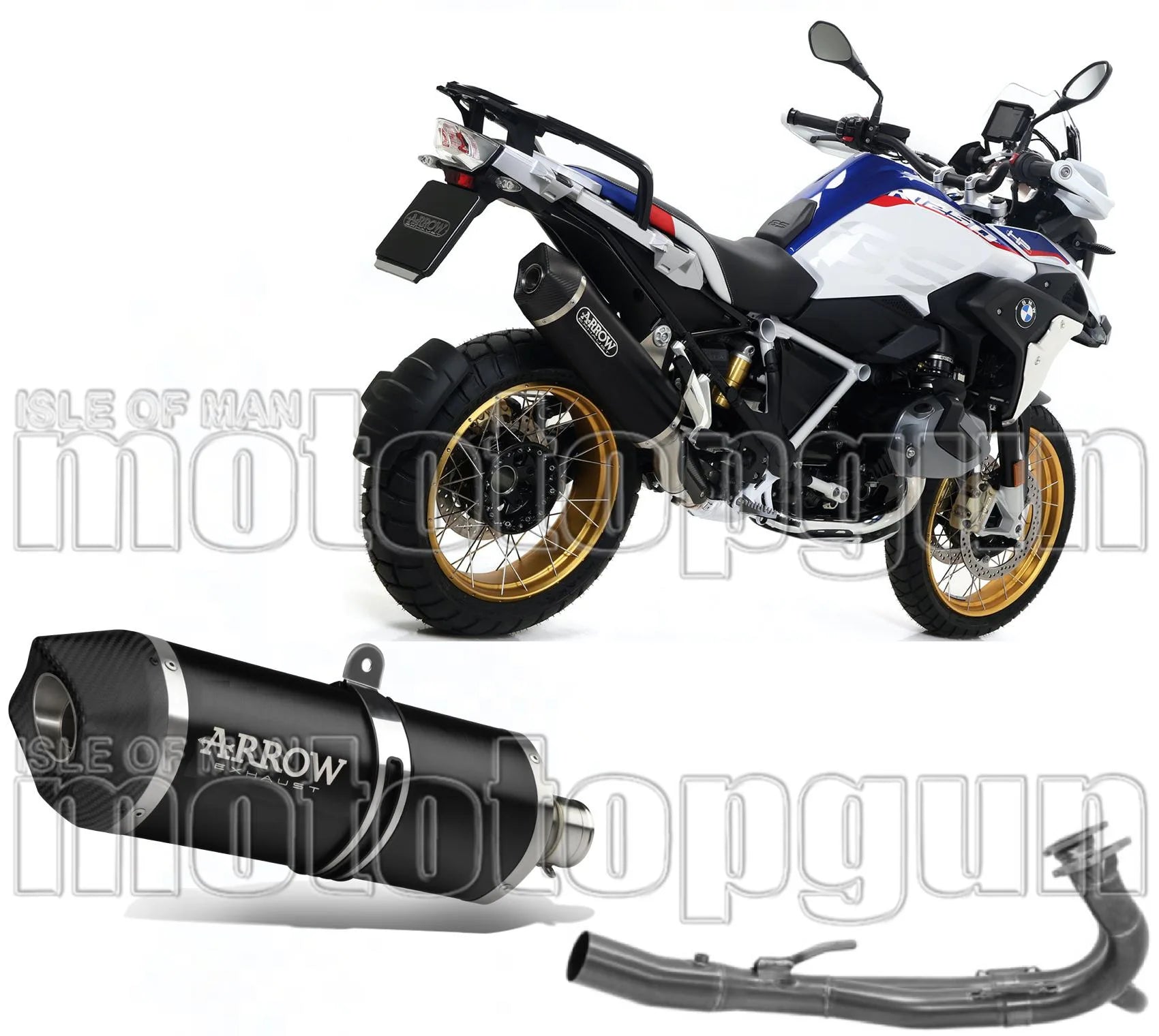 Sistema De Escape Completo Sin Catalizador Y Con Homologación Acústica Maxi Race-Tech Aluminio Negro Carbono - Arrow Special Parts Compatible Con Bmw R 1250 Gs Adventure (2019-2024)