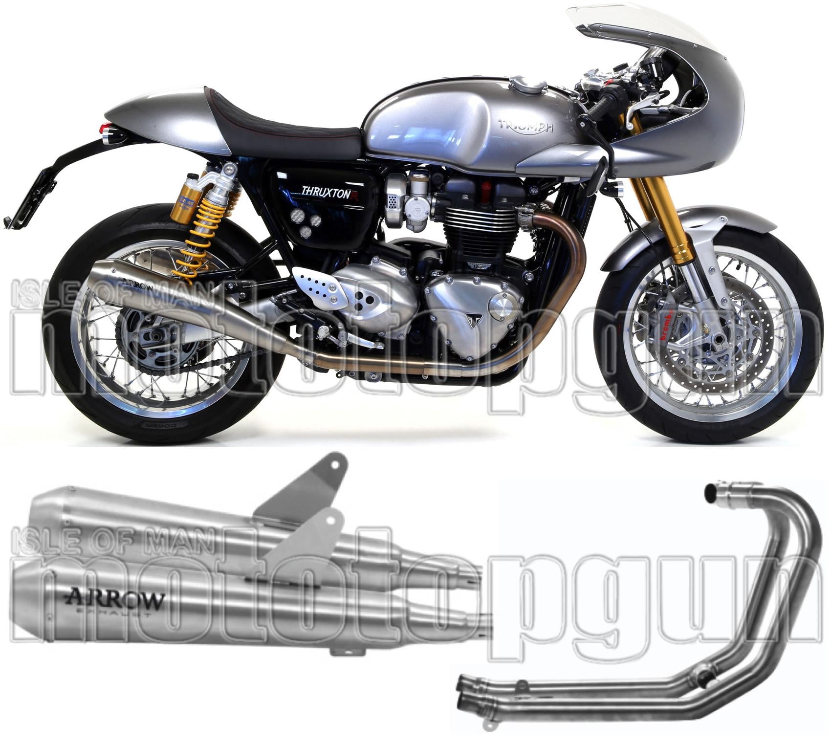 Complete Non-Catalytic Exhaust System With Sound Certification Pro-Racing Nichrom Stainless Steel - Arrow Special Parts Compatible With Triumph Thruxton 1200 (2016-2020)