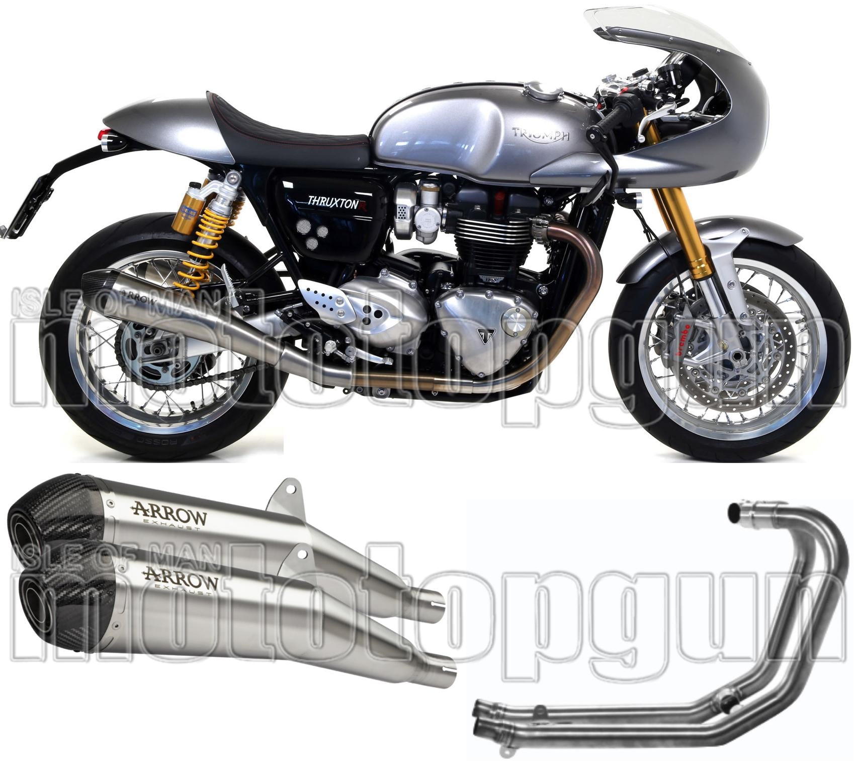 Complete Non-Catalytic Exhaust System With Sound Certification Pro-Racing Nichrom Carbon - Arrow Special Parts Compatible With Triumph Thruxton 1200 Rs (2020-2023)