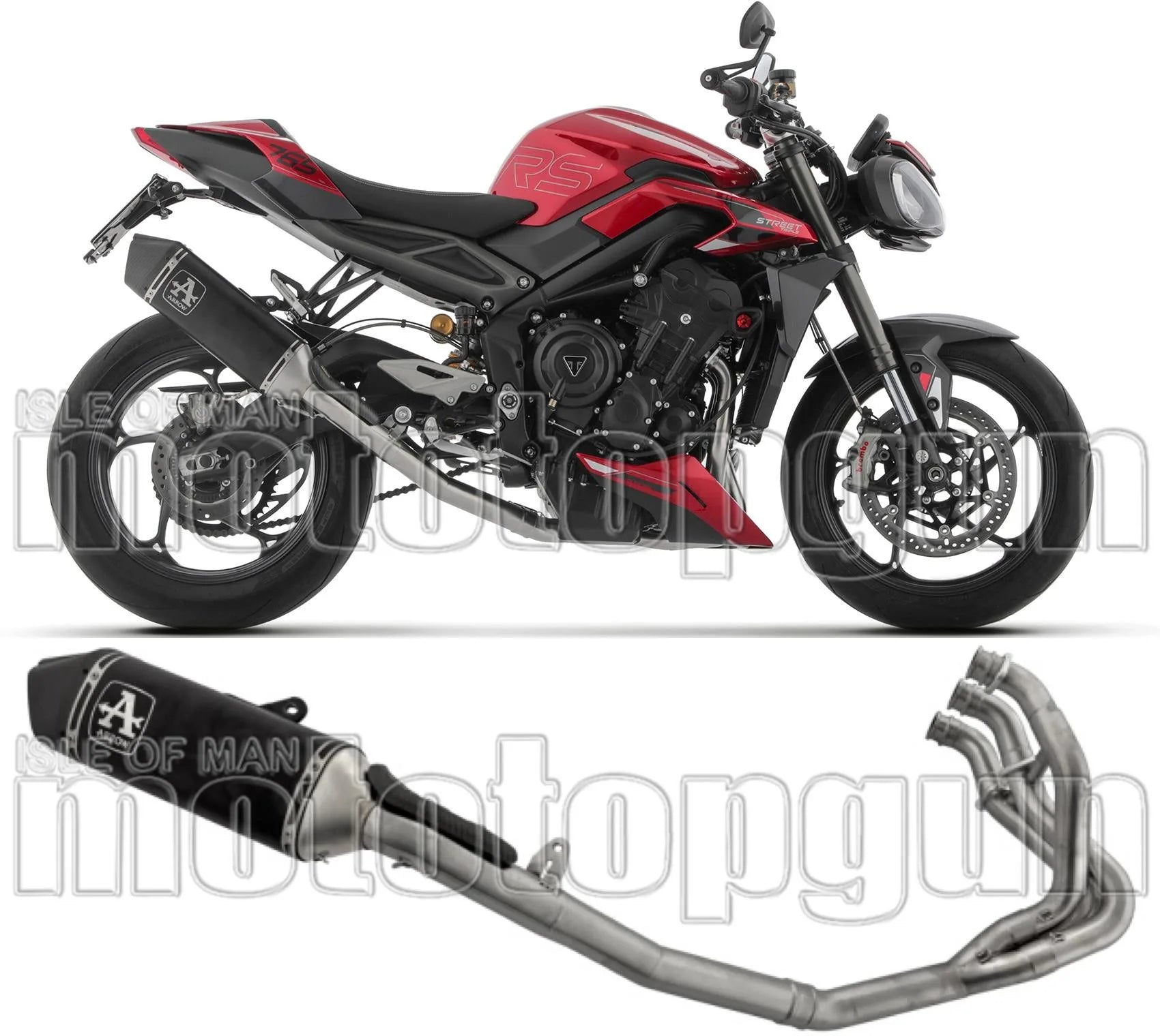 Sistema De Escape Completo Con Catalizador Y Homologación Acústica Veloce Aluminio Negro Carbono - Arrow Special Parts Compatible Con Triumph Street Triple 765 Rs (2023-2024)