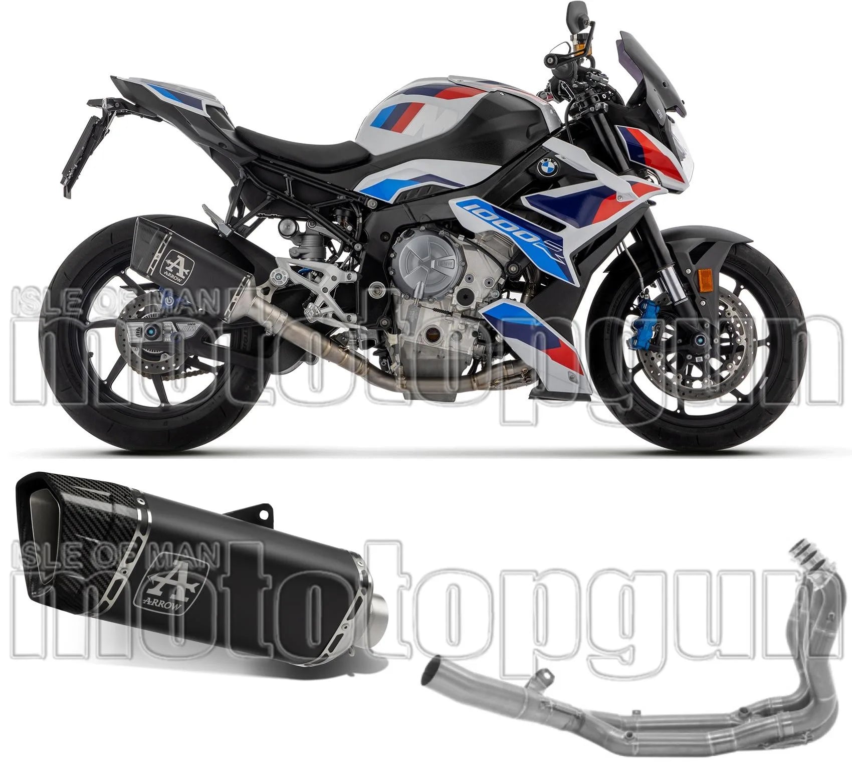 Sistema De Escape Completo Sin Catalizador Y Con Homologación Acústica Pista Titanio Negro Carbono - Arrow Special Parts Compatible Con Bmw M 1000 R (2023-2024)