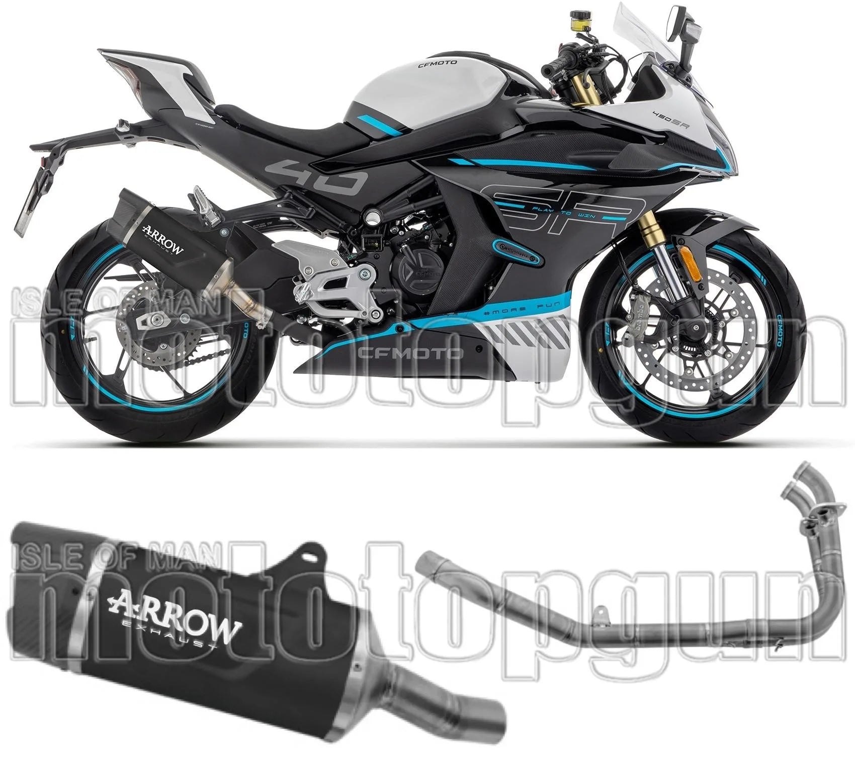 Sistema De Escape Completo Sin Catalizador Y Con Homologación Acústica Indy-Race Evo Aluminio Negro Carbono - Arrow Special Parts Compatible Con Cfmoto 450 Nk (2023-2024)