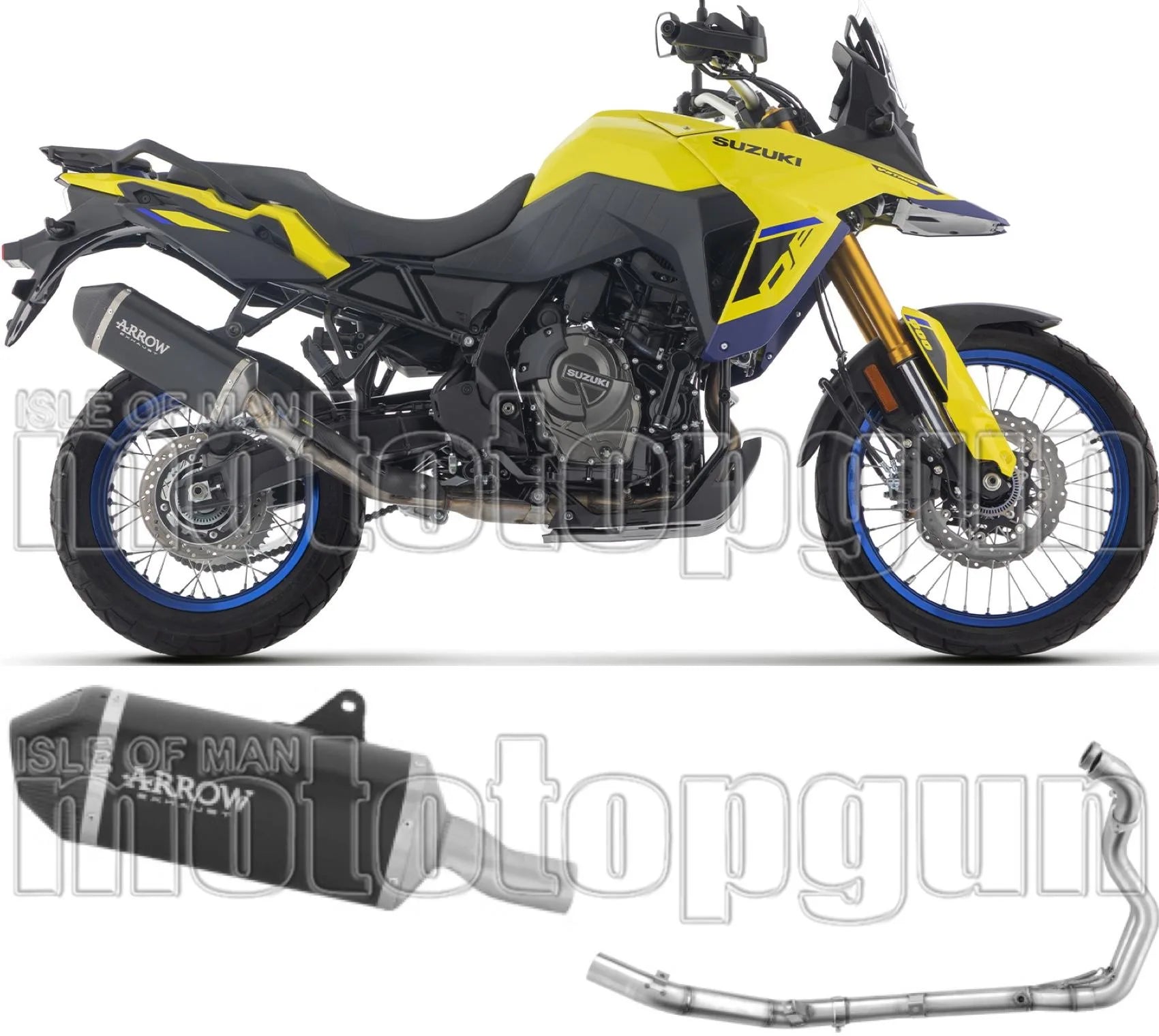 Sistema De Escape Completo Sin Catalizador Y Con Homologación Acústica Explorer Aluminio Negro Fondo Carby - Arrow Special Parts Compatible Con Suzuki V-Strom 800 Se (2025-2026)