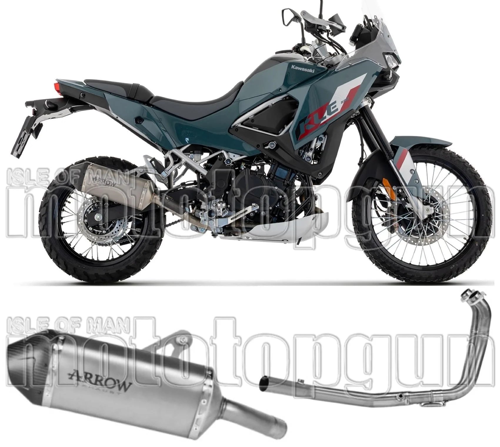 Sistema De Escape Completo Sin Catalizador Y Con Homologación Acústica Explorer Titanio Fondo Carby - Arrow Special Parts Compatible Con Kawasaki Kle 500 (2026)
